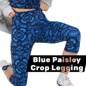 Offline By Aerie Real Me Hi-Rise Blue Paisley Crop Leggings